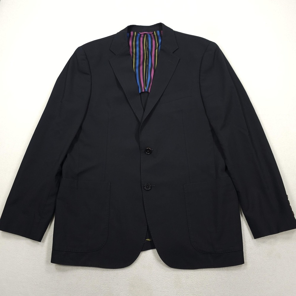 IBIZA Blazer Mens 42R Black Carini Wool Blend Lightweight Sport Coat Jacket